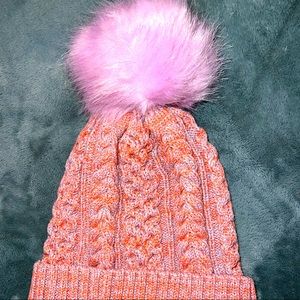 Smartwool women’s beanie, orange/pink color, pompom, warm/cozy, brand new